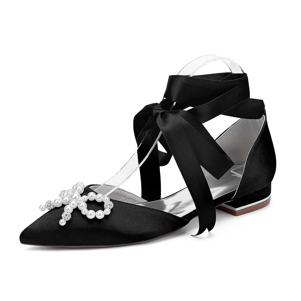 Women Flat Shoes Ankle Strap With Bow Tie Bridal Sandals With Preals Wedding Flats