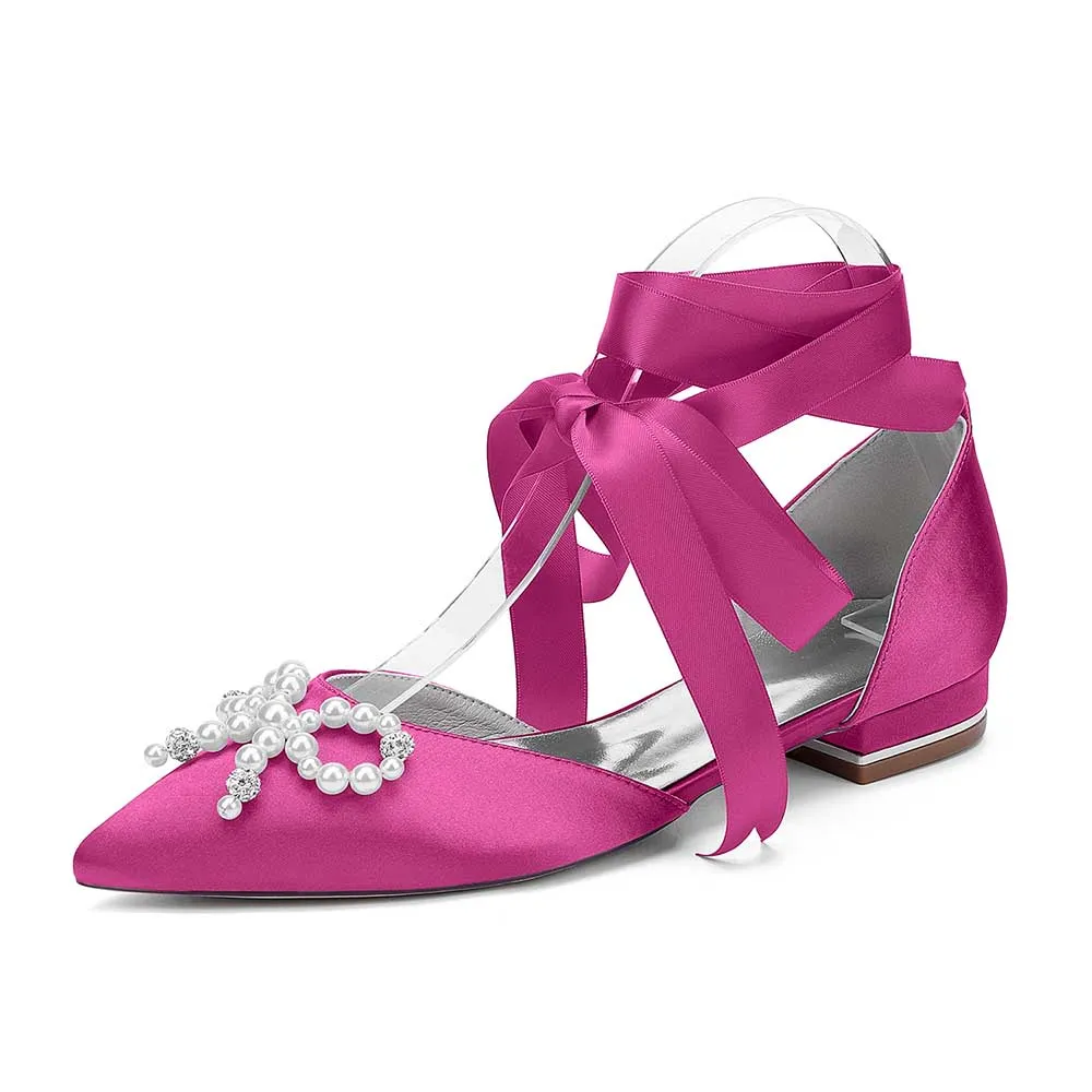 Women Flat Shoes Ankle Strap With Bow Tie Bridal Sandals With Preals Wedding Flats