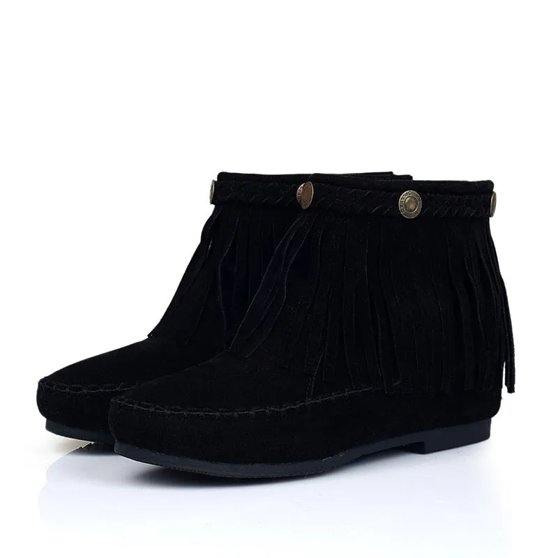 Women Tassel Short Boots Plus Size Autumn and Winter Shoes 8251