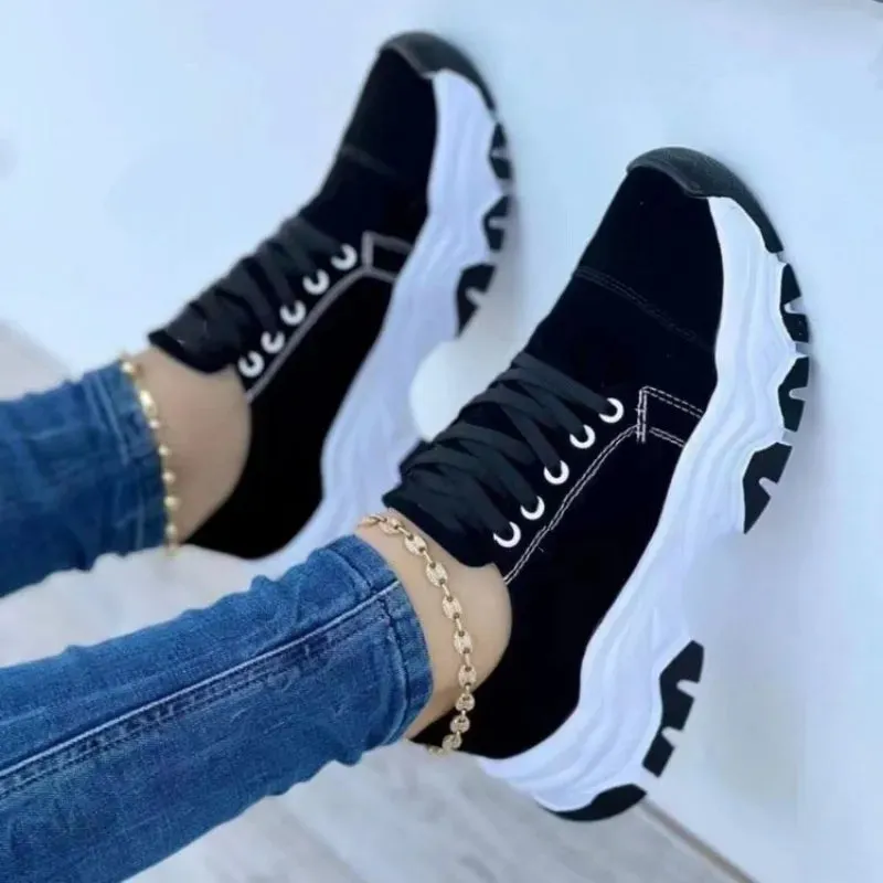 Women Vulcanized Shoes Platform Shoes for Women 2023 Solid Color Suede Womens Sneakers Comfortable Casual Zapatillas Footwear