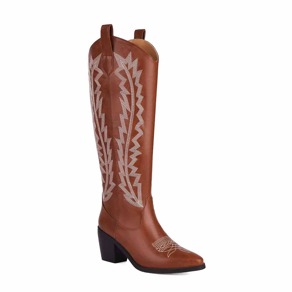 Women Western Boots Cowgirl Boots with Classic Embroidery