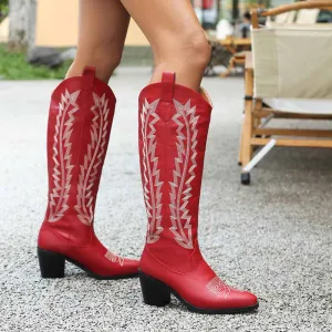 Women Western Boots Cowgirl Boots with Classic Embroidery