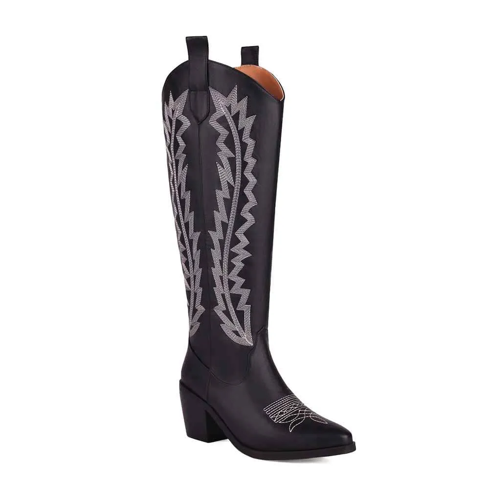 Women Western Boots Cowgirl Boots with Classic Embroidery