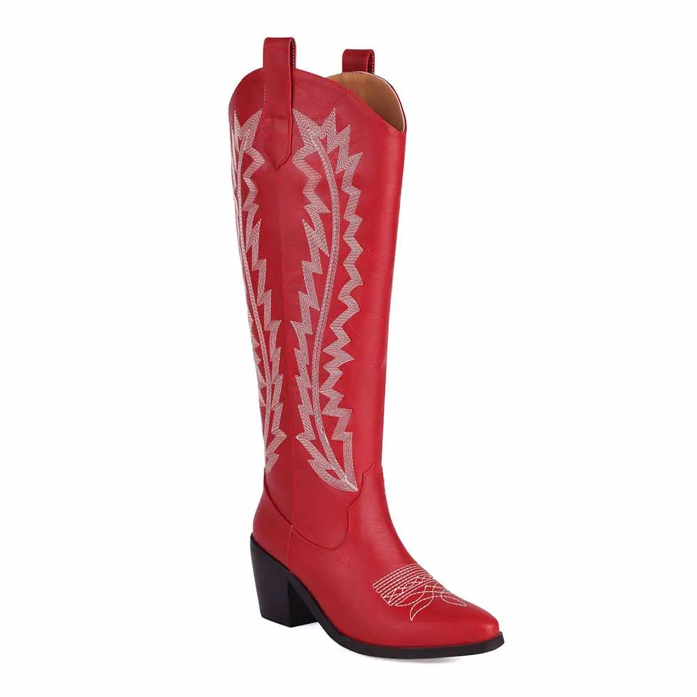 Women Western Boots Cowgirl Boots with Classic Embroidery