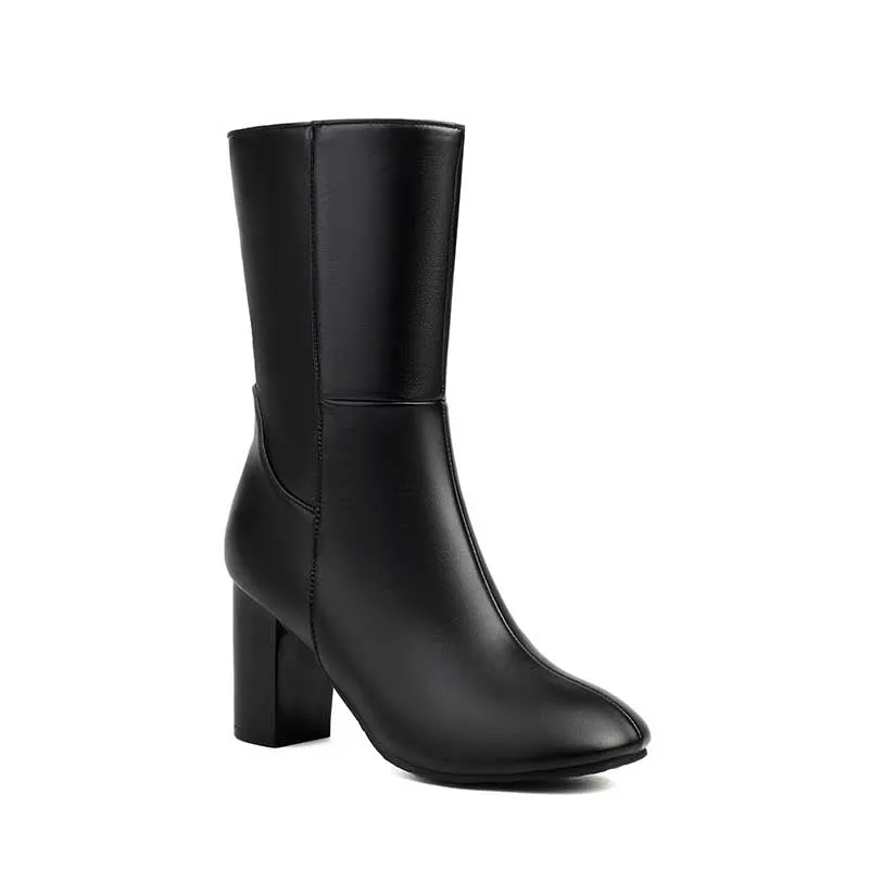 Women's Chunky Boots Faux Leather Short Boots