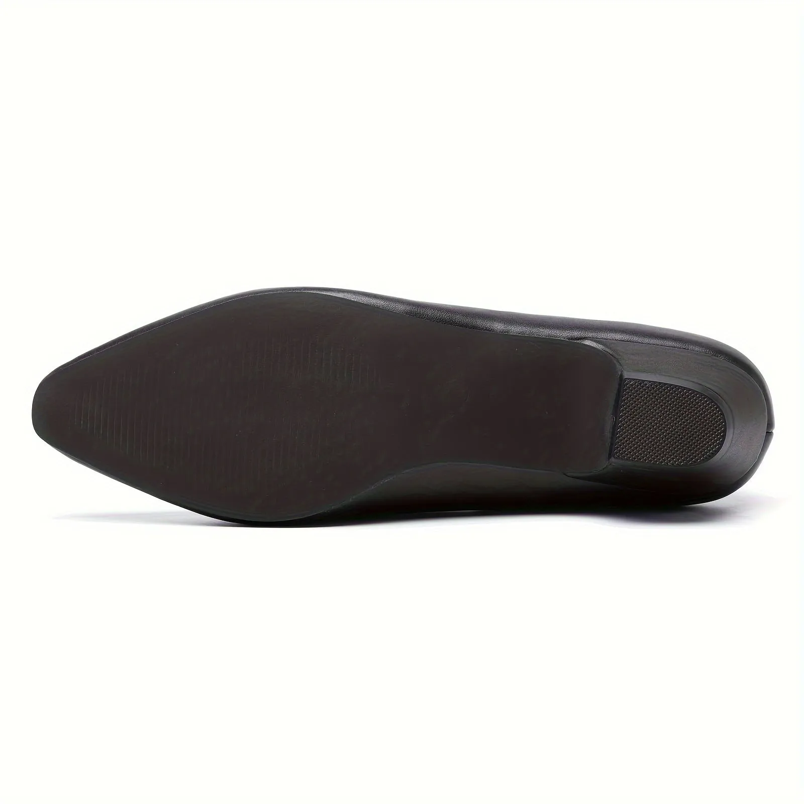 Womens Comfortable Low Chunky Heel Pumps - Lightweight, Slip-on, Pointed Toe, Polyurethane PU Faux Leather Upper, Rubber Sole, Minimalist Design for Dressy Work, Casual, and Commuting - All-Season, Summer Style Shoes