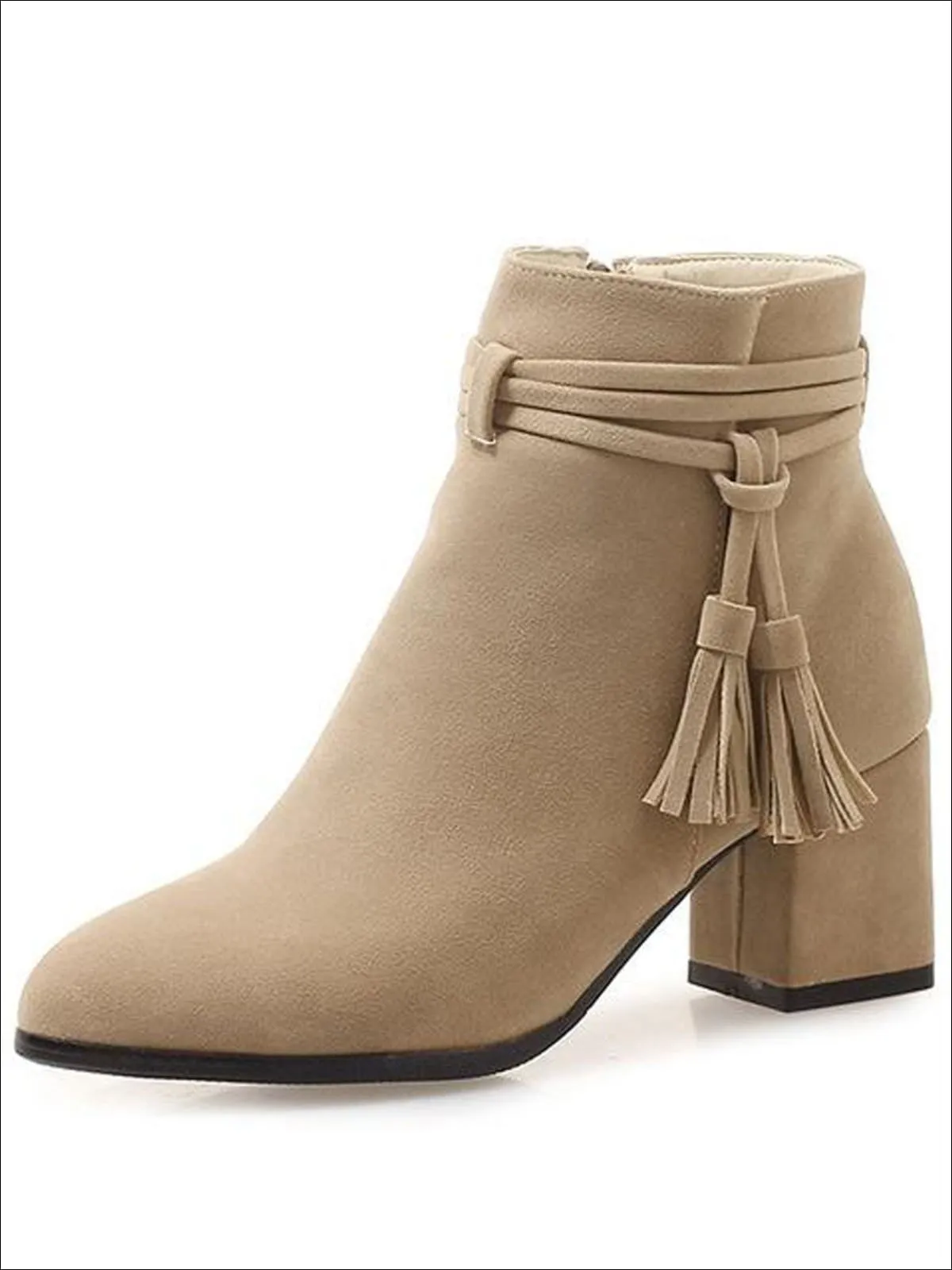 Women's Fall Square Heel Tassel Boots By Liv and Mia