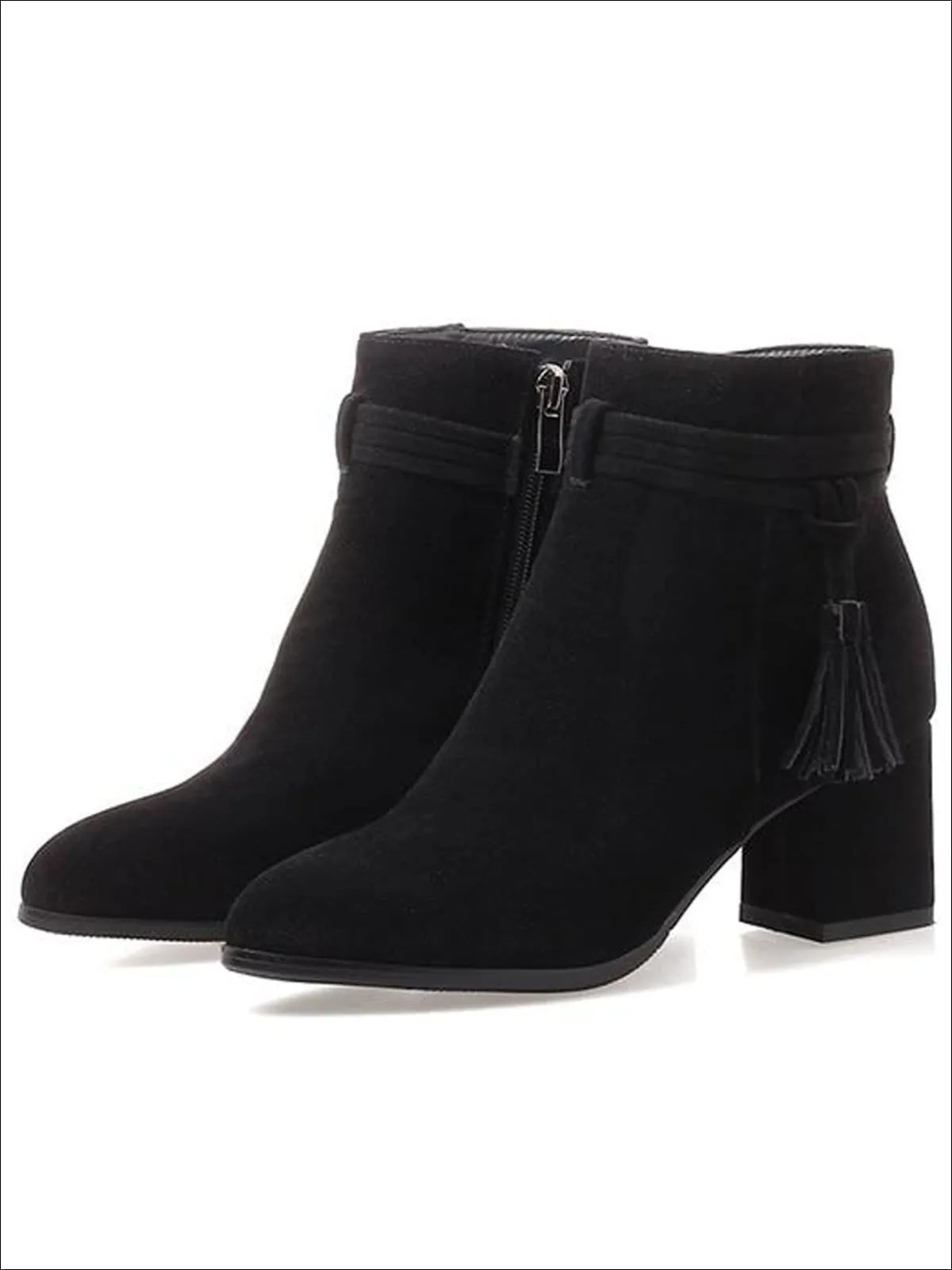 Women's Fall Square Heel Tassel Boots By Liv and Mia