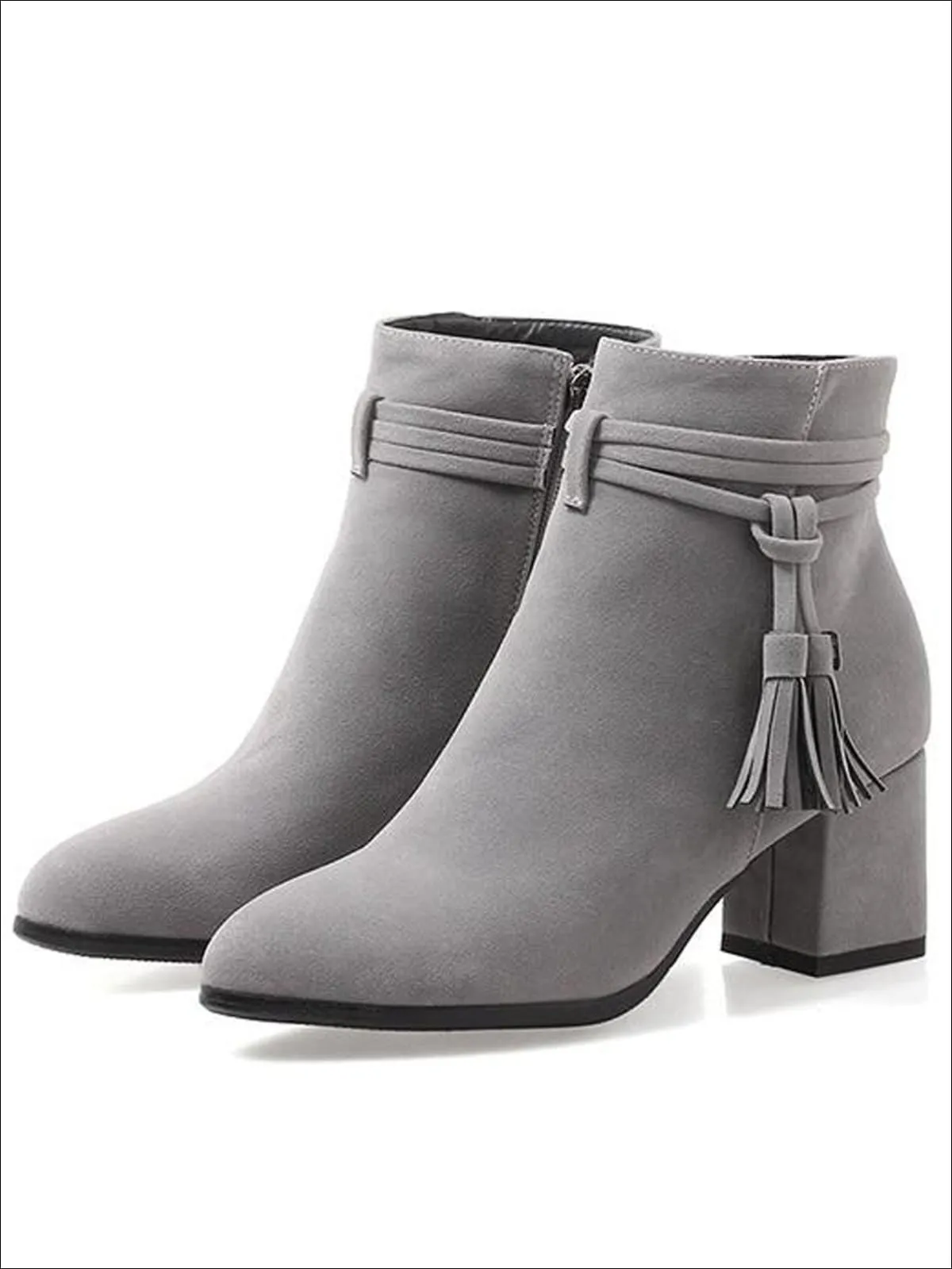 Women's Fall Square Heel Tassel Boots By Liv and Mia