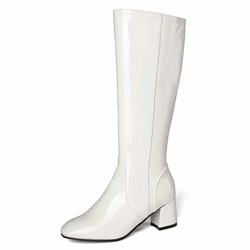 Womens Knee High Colorful Boots Pointed Toe Zipper Slouch Shoes