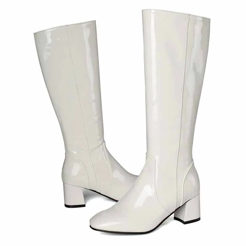 Womens Knee High Colorful Boots Pointed Toe Zipper Slouch Shoes