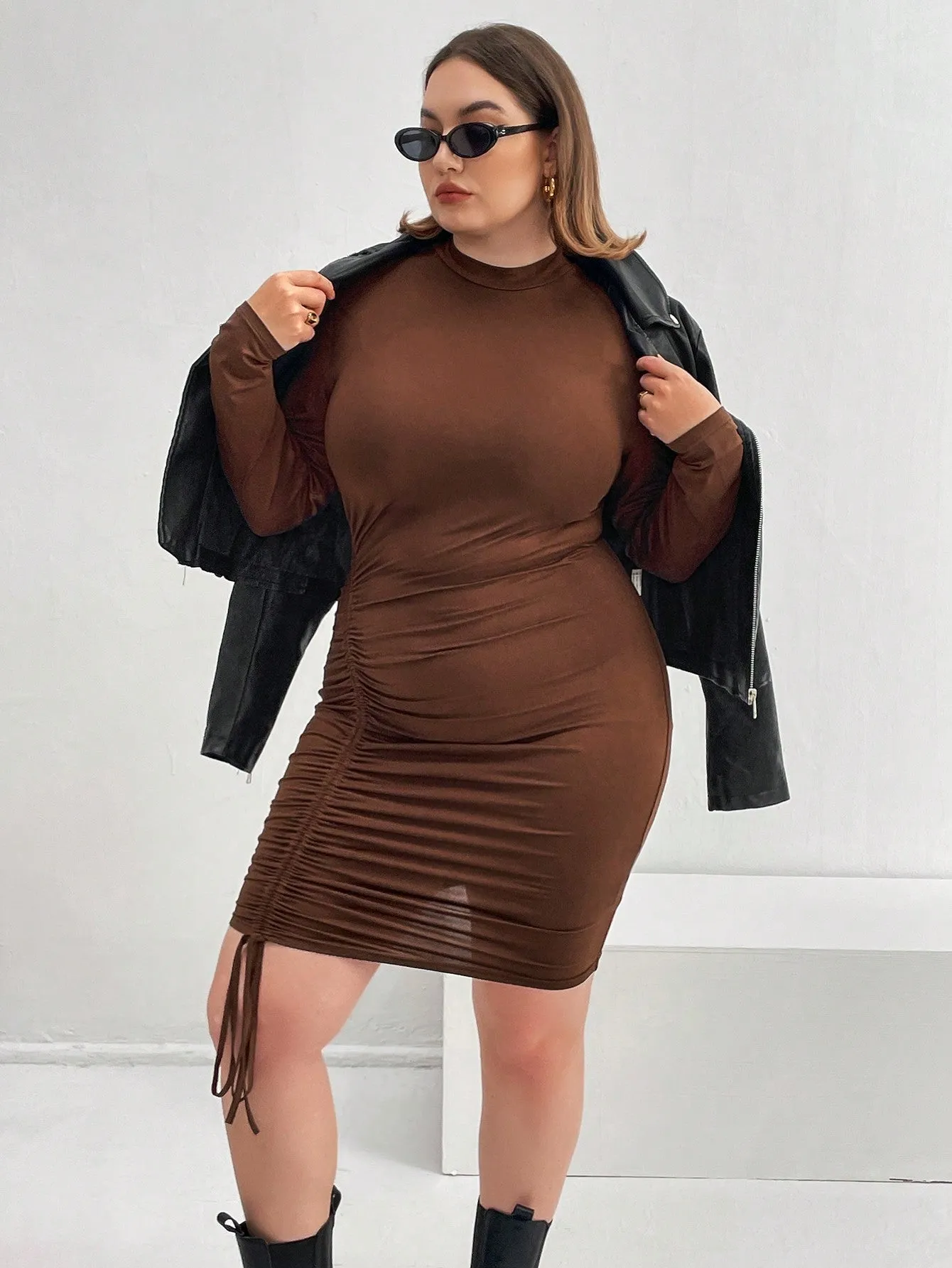 Women’s Plus Size Ruched Bodycon Retro Dress