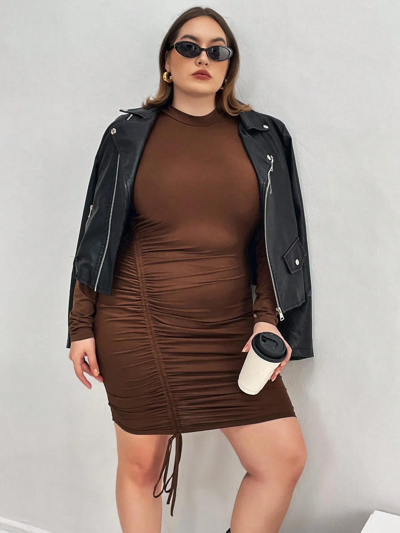 Women’s Plus Size Ruched Bodycon Retro Dress