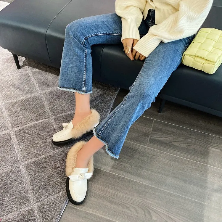 Women's Shallow Slip on Bowtie Flats Platform Shoes