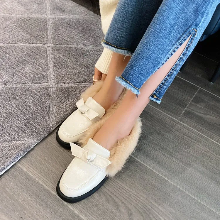 Women's Shallow Slip on Bowtie Flats Platform Shoes
