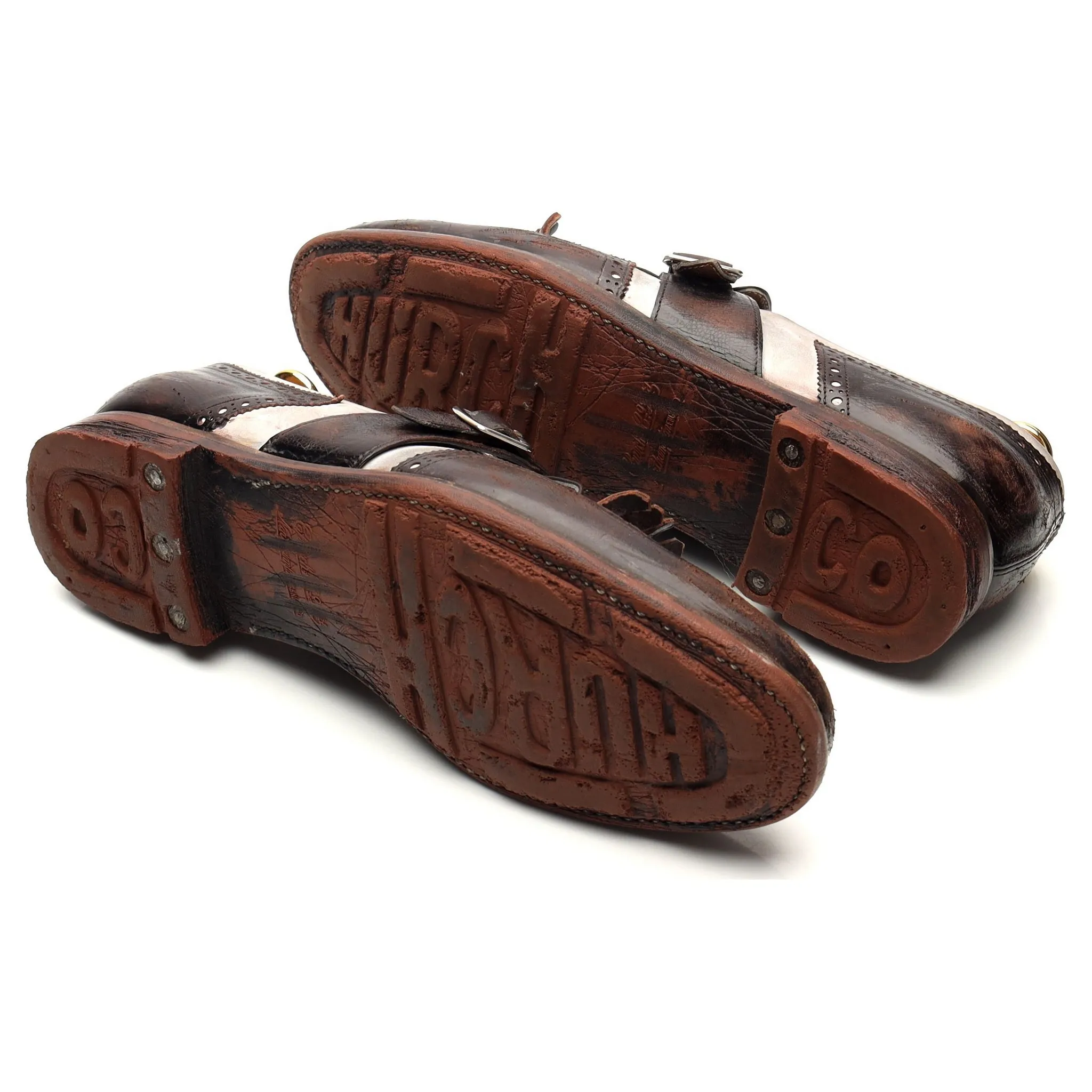 Women's 'Shanghai' Dark Brown / White Leather Monk Strap UK 6 EU 39