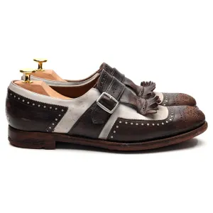 Women's 'Shanghai' Dark Brown / White Leather Monk Strap UK 6 EU 39