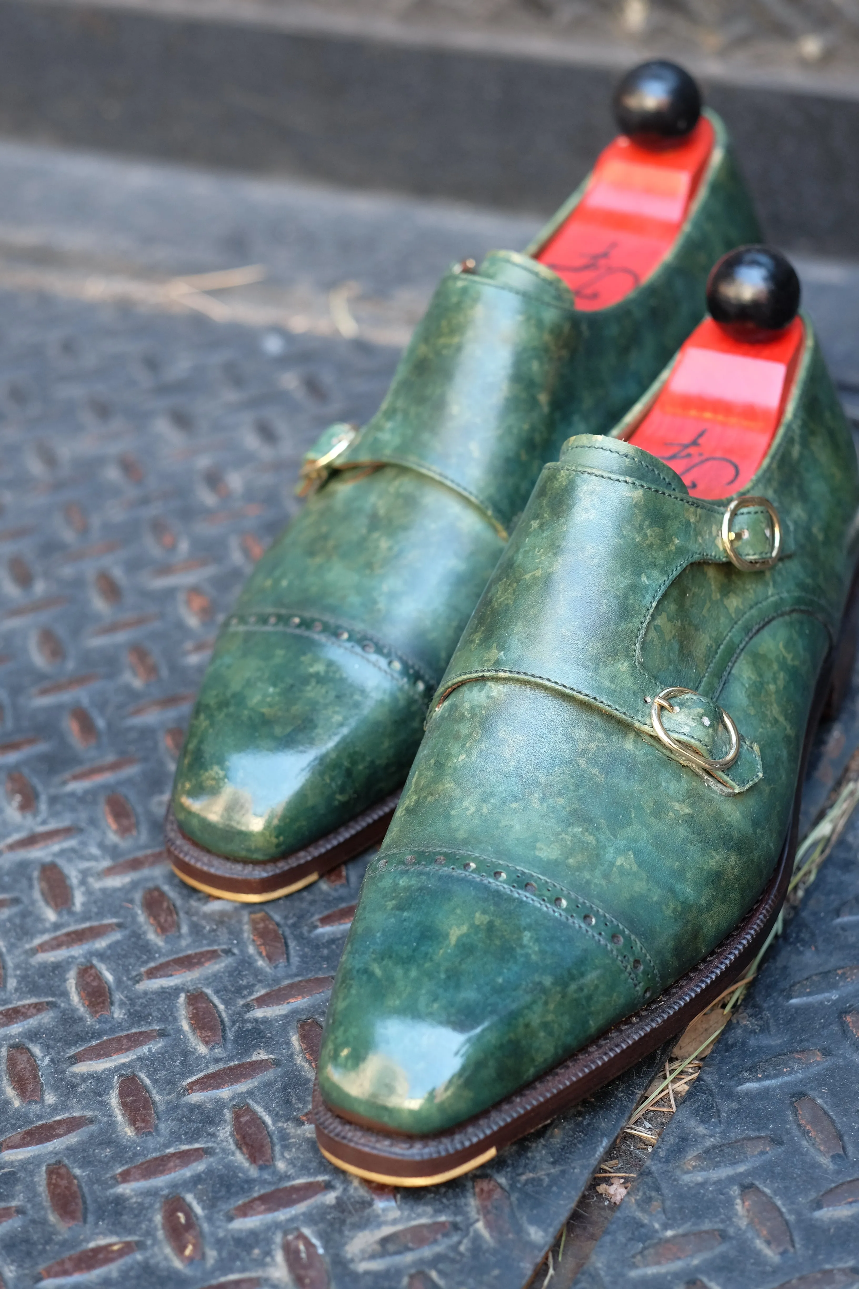 Woodland - MTO - Forest Green Marble Patina - LPB Last - Single Leather Sole