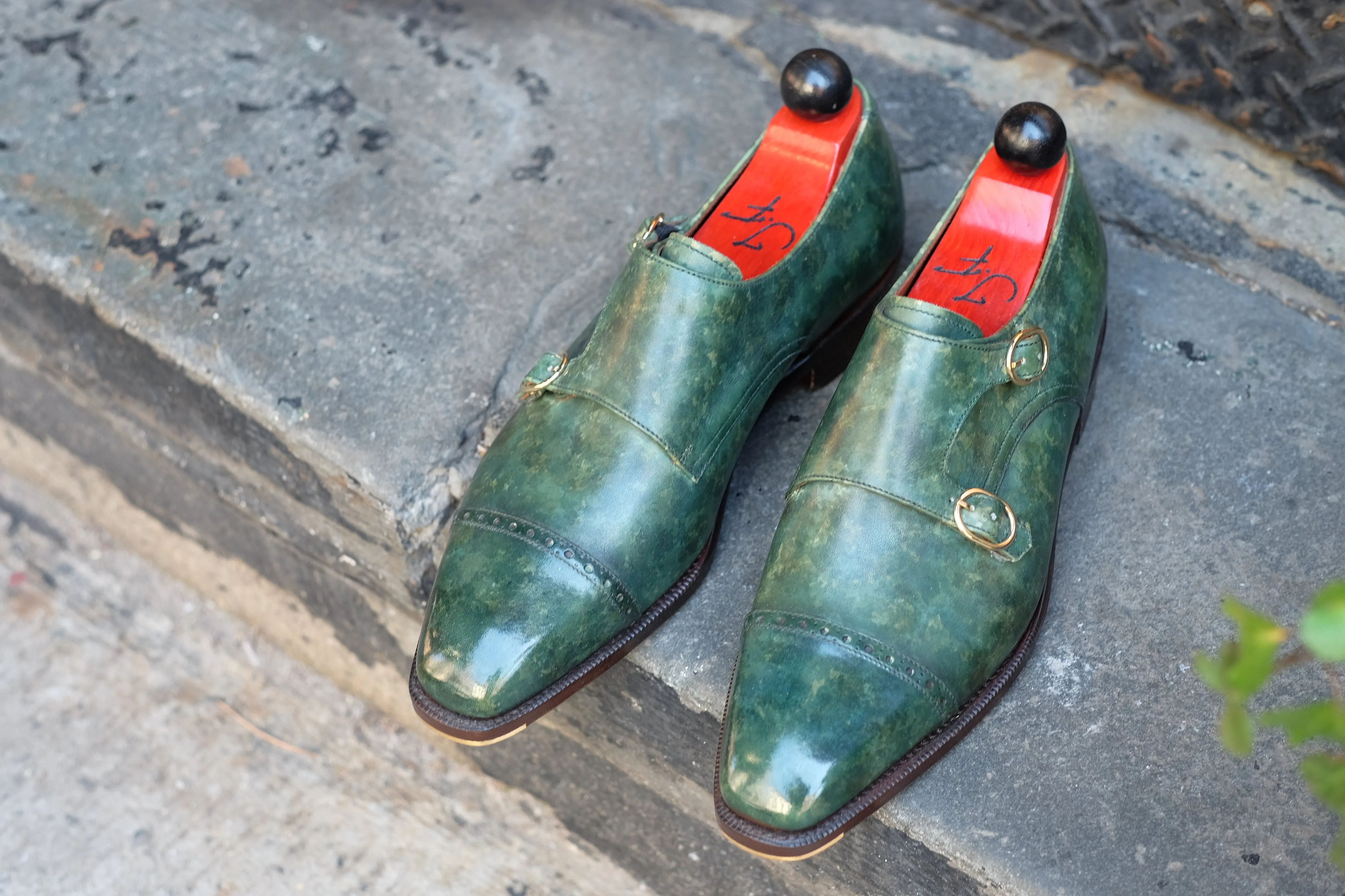 Woodland - MTO - Forest Green Marble Patina - LPB Last - Single Leather Sole