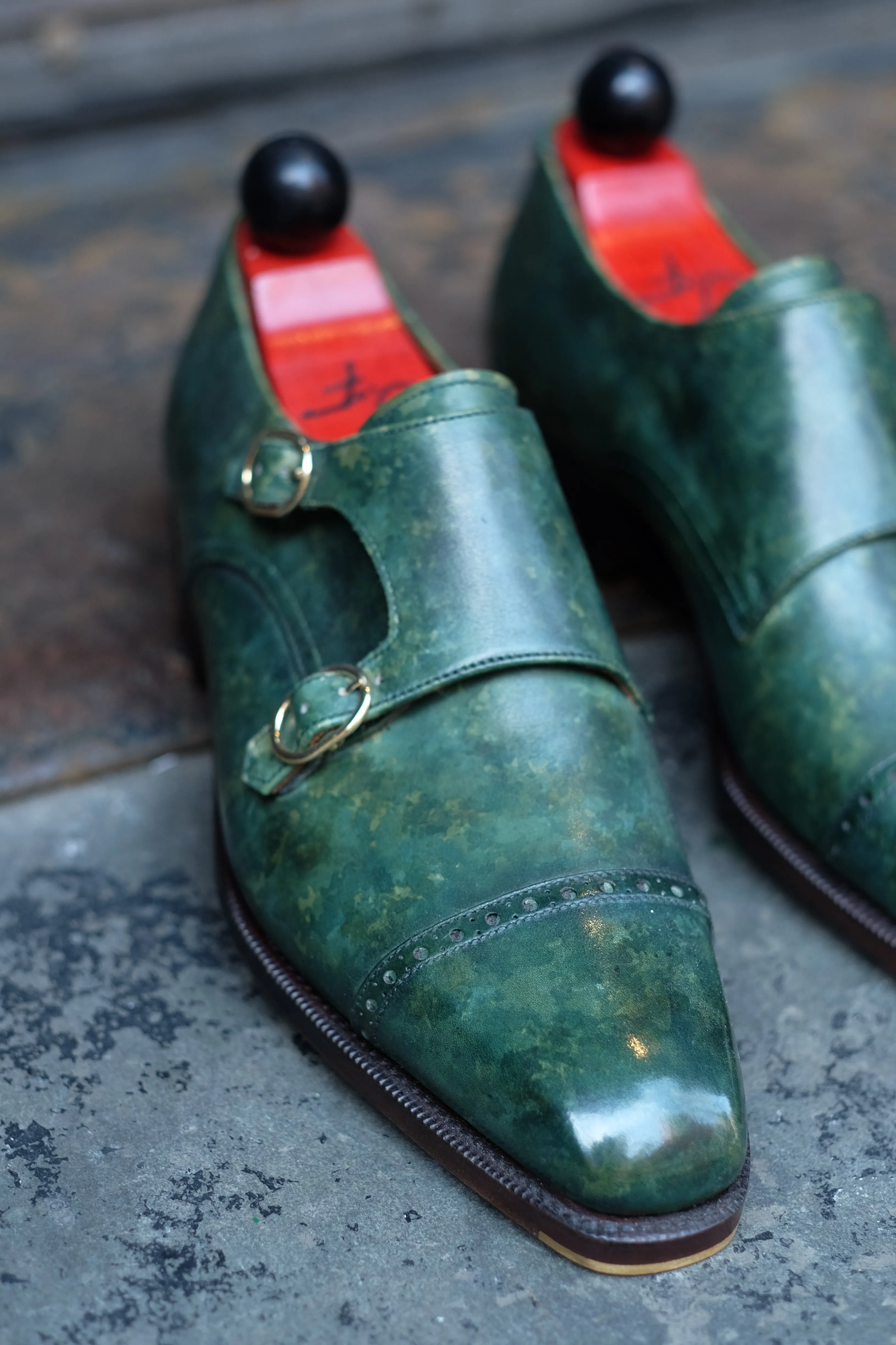 Woodland - MTO - Forest Green Marble Patina - LPB Last - Single Leather Sole