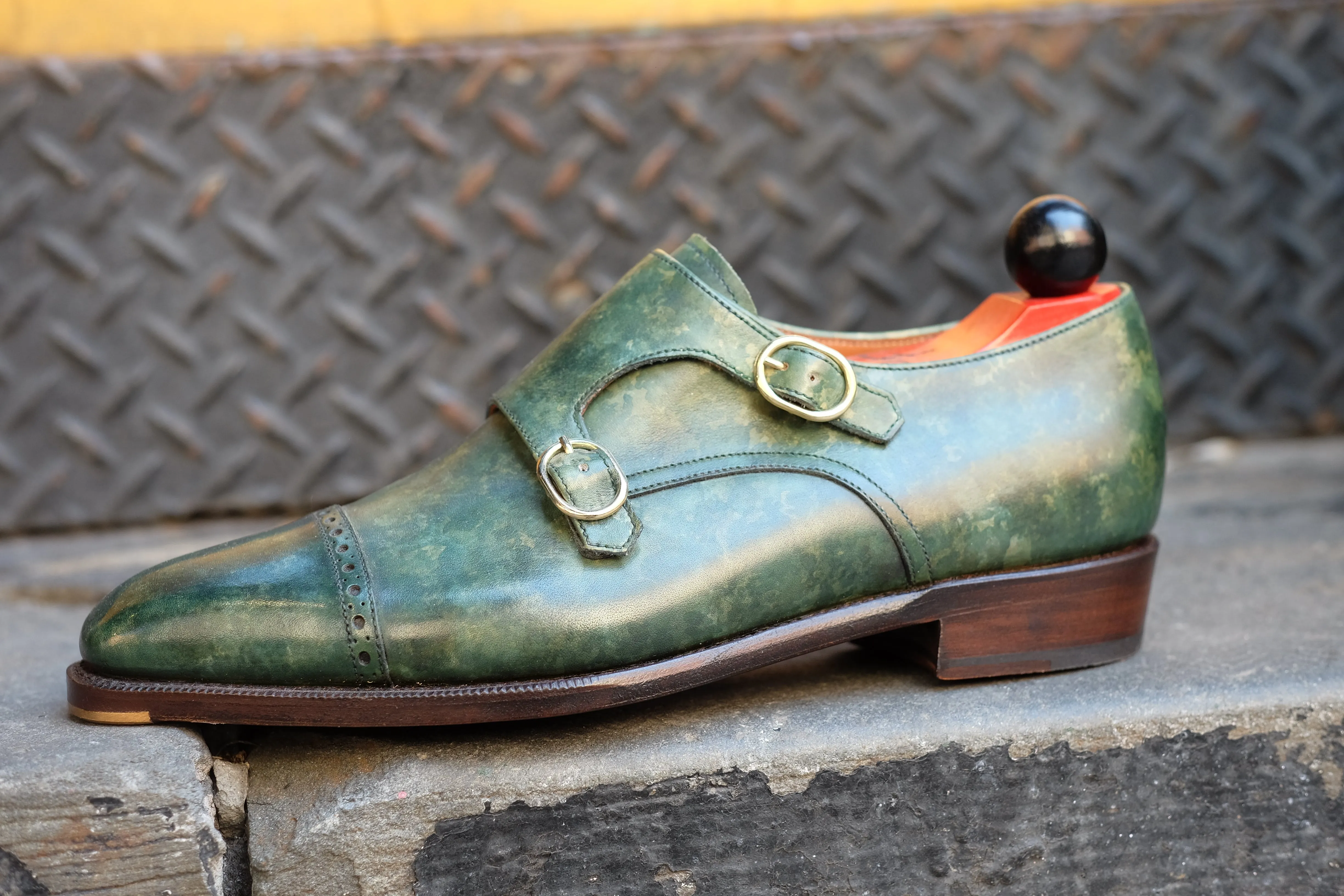 Woodland - MTO - Forest Green Marble Patina - LPB Last - Single Leather Sole