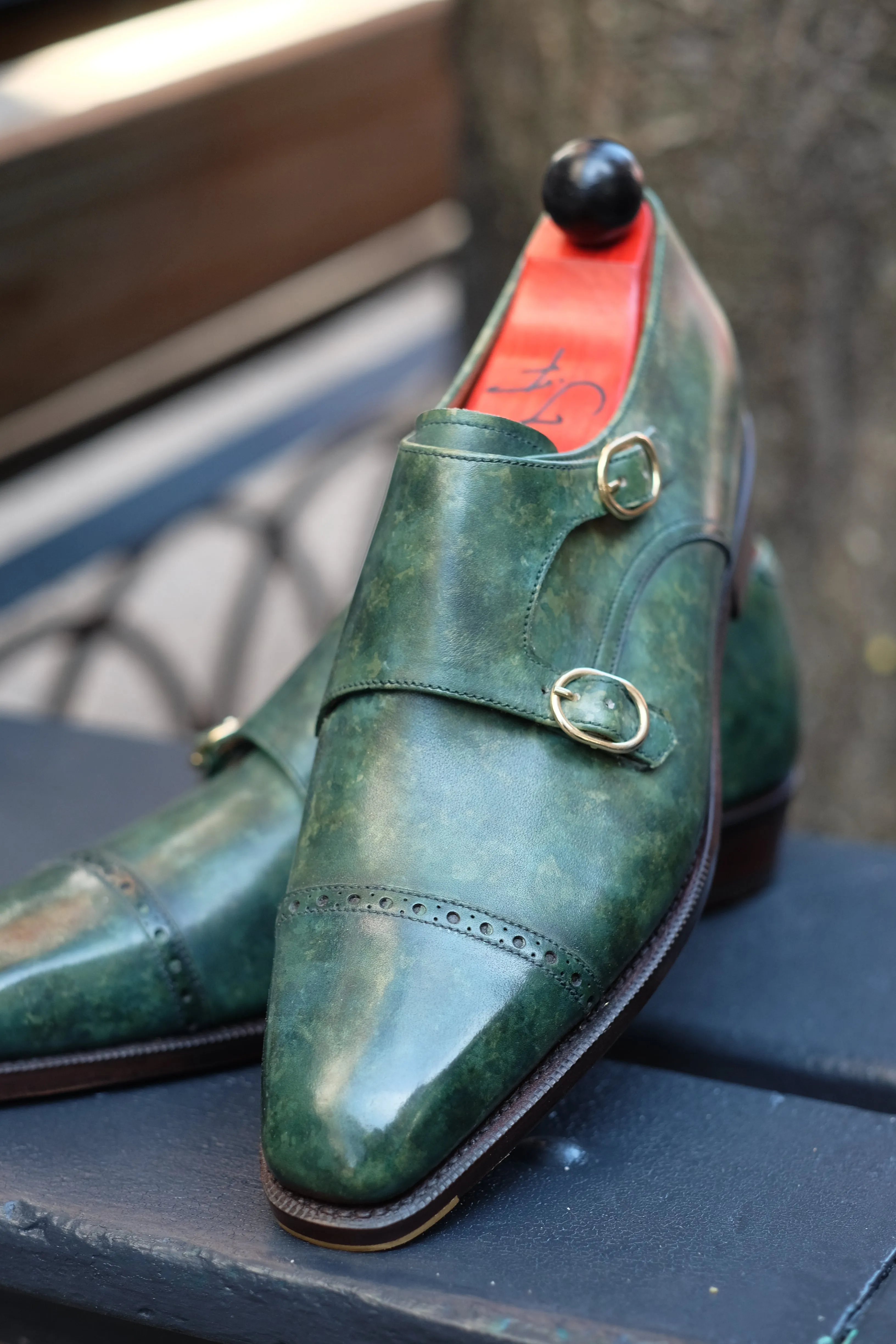 Woodland - MTO - Forest Green Marble Patina - LPB Last - Single Leather Sole